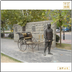 公園拉車(chē)人物雕塑鑄造