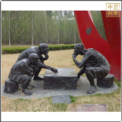 下象棋人物銅雕塑