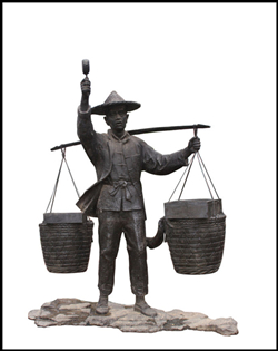 撥浪鼓貨郎銅雕塑