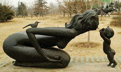 母與子雕塑|定做母與子銅雕塑