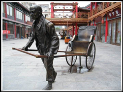 拉黃包車情景小品雕塑
