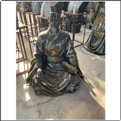 孔子坐著拿書(shū)銅雕塑